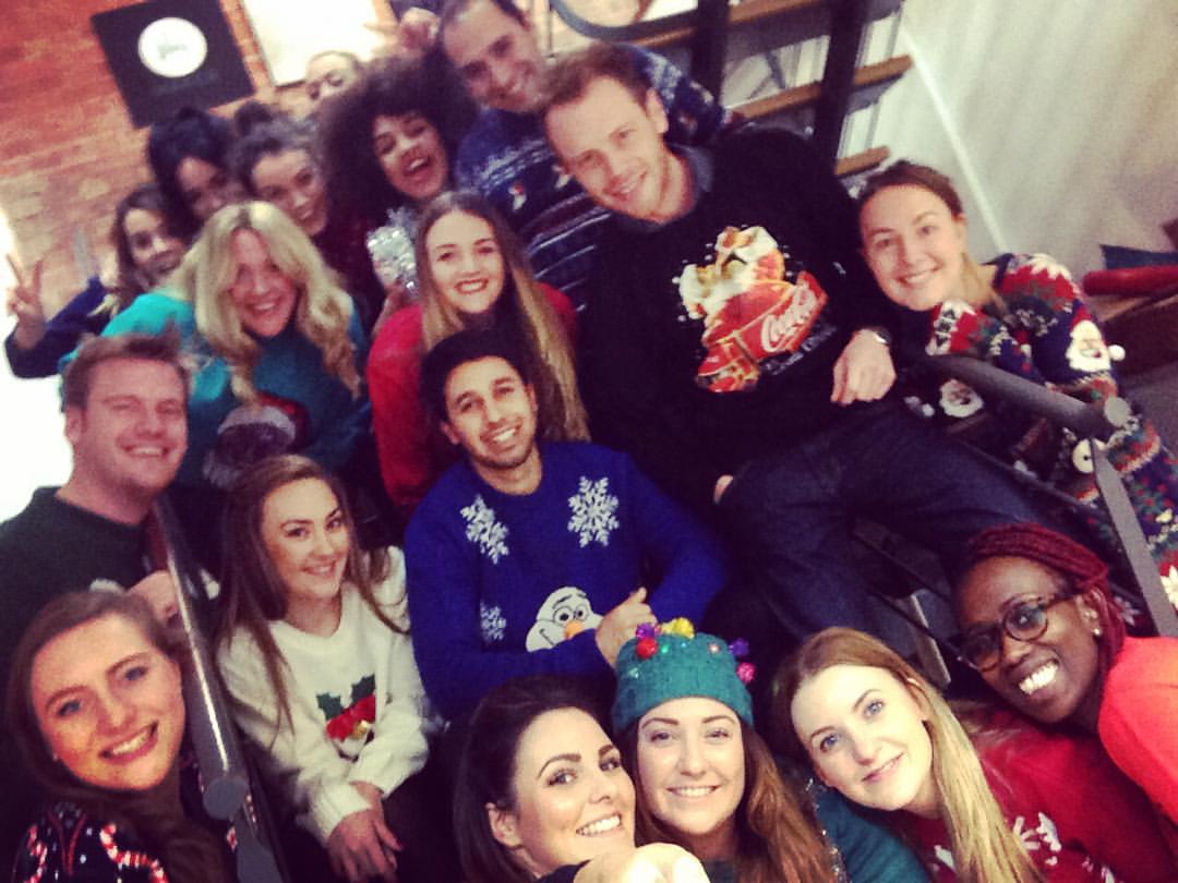 tribemarketing's tweet photo. Tribe and Playmaker sure have that #FridayFeeling! #ChristmasJumperDay https://t.co/KEK5UlaQFe