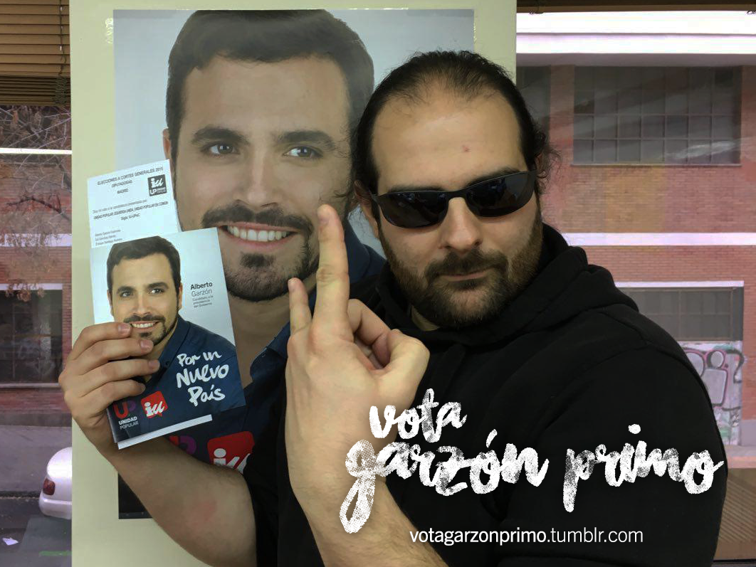 IzquierdaUnida's tweet photo. Venga, subid vuestras fotos con caras de malotes, gafas de sol y poses macarras con el hashtag #VotaGarzónPrimo https://t.co/ctwUBeojP9