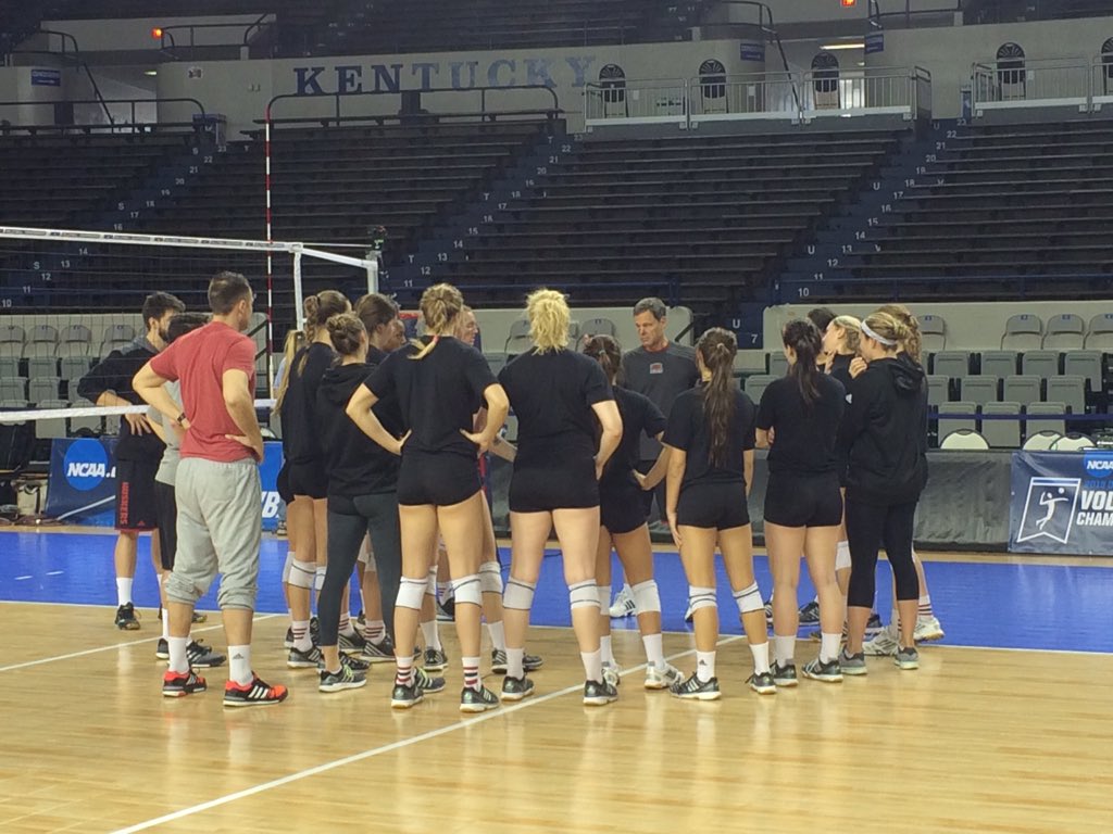 HuskerVB's tweet photo. Final instructions from Coach @jcook2! 5 hours from game time! #GBR https://t.co/OrXUgwJuvg