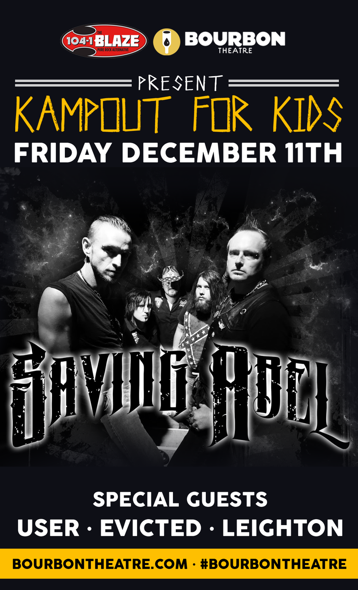 1041theBlaze's tweet photo. Tonight! #Kampout4Kids Concert pt1 @SavingAbel @LeightonBand #User #Evicted at @BourbonTheatre for @CommunityActio3 https://t.co/dqgOOukKnl