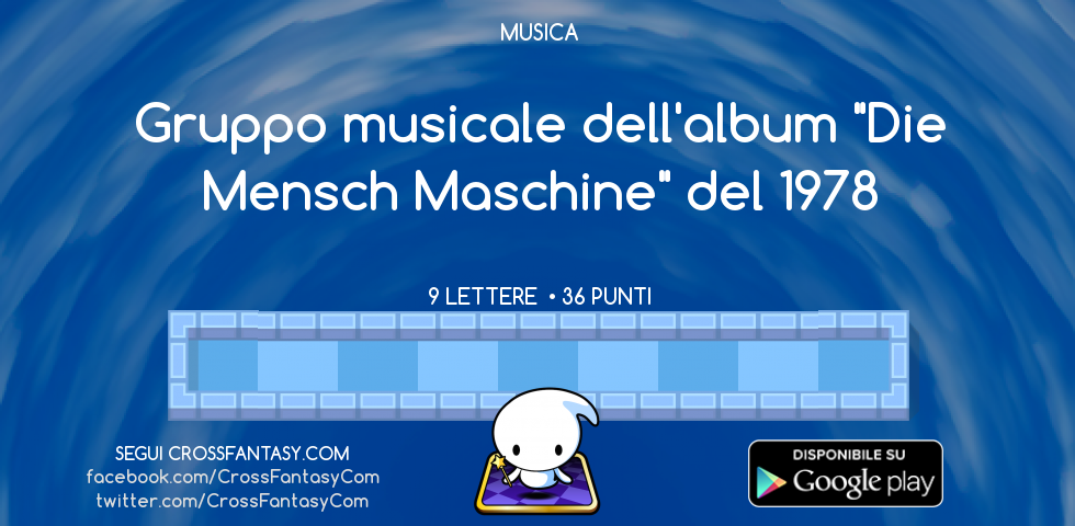 CrossFantasyCom's tweet photo. Sono stati i pionieri dell'elettronica #domanda 9 lettere #musica #elettronica https://t.co/IZs3x3ohsr