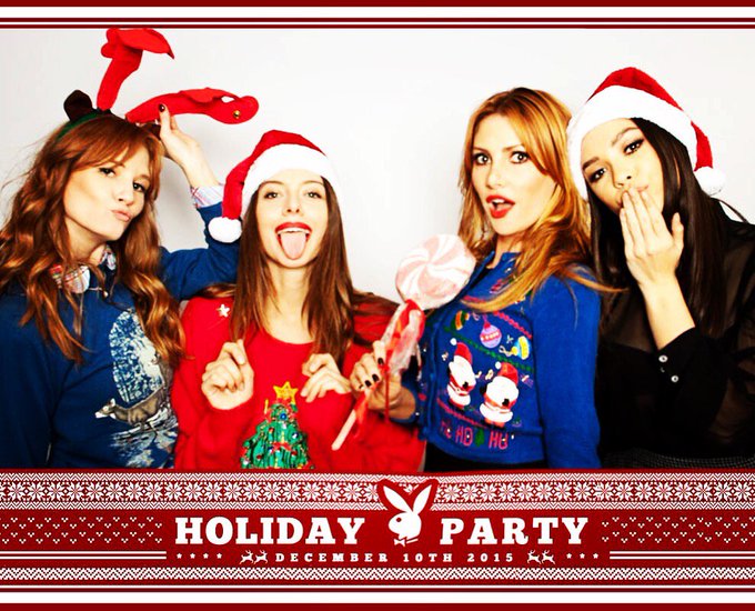 Getting ulgy with these babes last night for the @Playboy ulgy sweater party @whosroxy @MsDominiqueJane