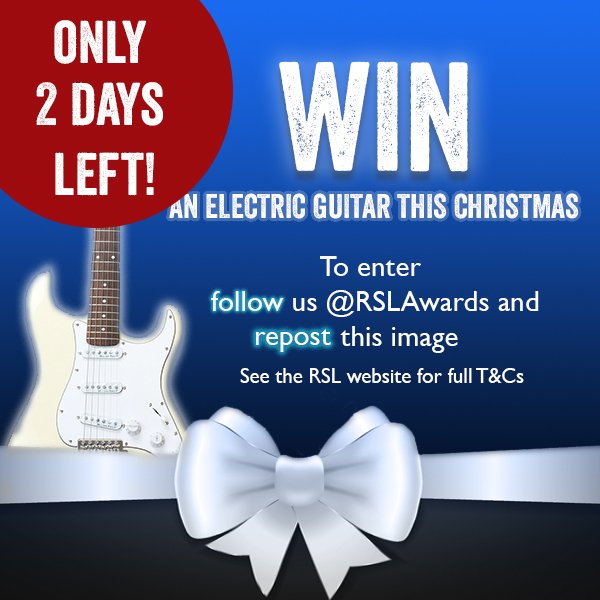 RSLAwards's tweet image. Only 2 days left! #Win an Encore E6 Electric Guitar this #Christmas! Follow and RT to enter #Competition https://t.co/FKgpAtuMNr