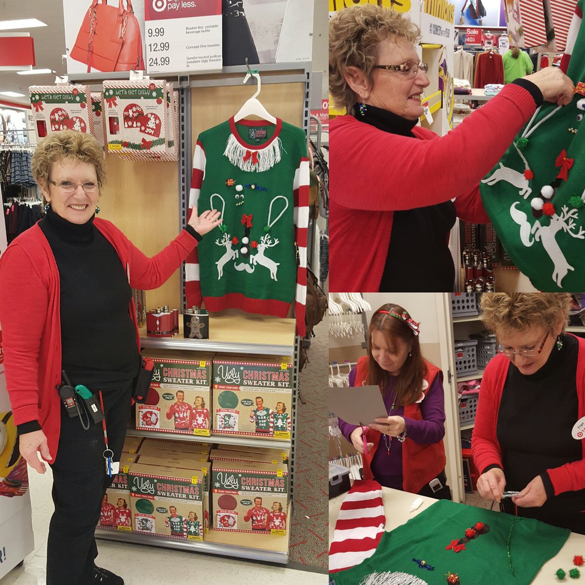 Our softlines TMs made the ugliest sweater! Thx <a href="/Target/">Target</a> #vmls for the great idea! #sales <a href="/DebnSherl/">Deb Hunt</a> <a href="/Lindsayyybert/">Lindsay bert</a>