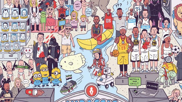 FastCompany's tweet image. How many of the 143 events from 2015 capture in this illustration can you spot? buff.ly/1QATDOl