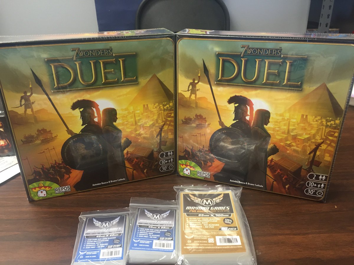 maydaygames's tweet photo. Tell us your fav 2 player game for a chance to win 7 Wonders Duel. 7 wonders sleeves: https://t.co/7203reTDps https://t.co/8lGQeYd9mh