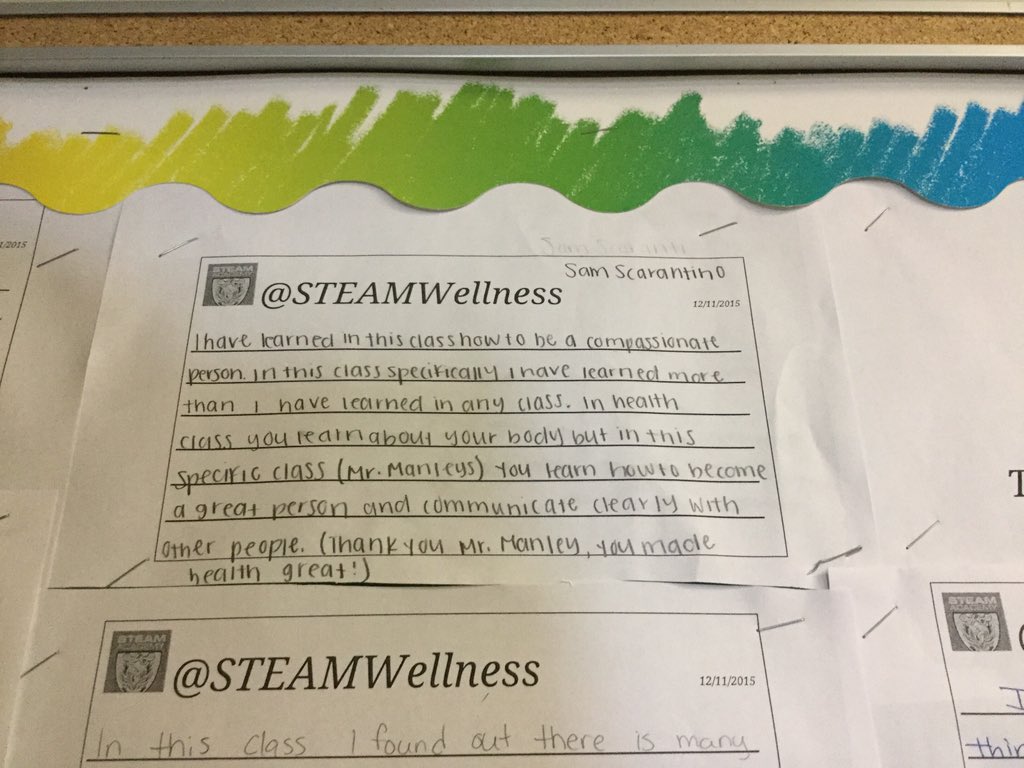 STEAMWellness's tweet photo. Tweet board from 4th hour Health #reflectionoflearning @heatherebeighle @AaronBeighle https://t.co/8YoRMZWAzv