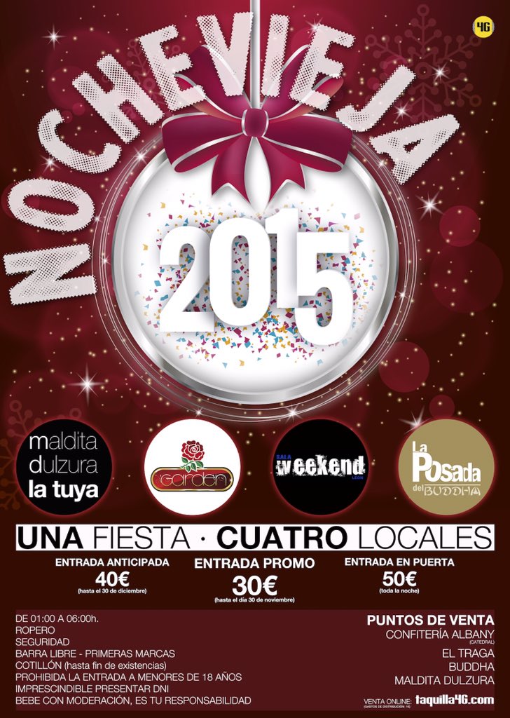 Tienes 24 horas para ahorrarte 10€!!!

Sin duda la mejor fiesta de #Nochevieja2015 en #leonesp!!!

Buenas noches...😊