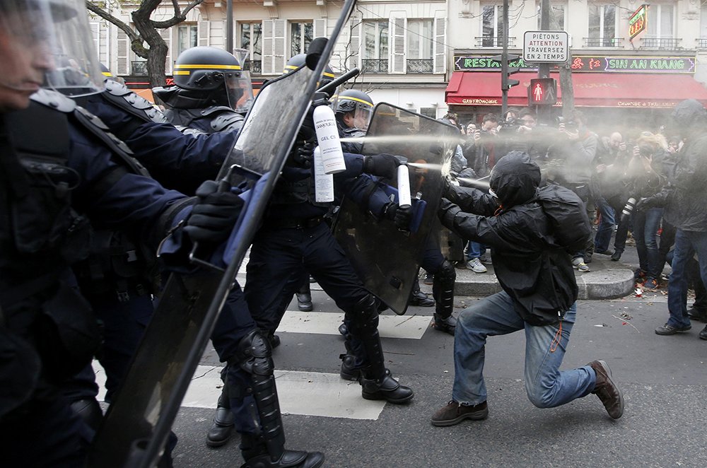 NBCNewsPictures's tweet photo. PHOTOS: Paris #ClimateMarch turns violent at memorial site https://t.co/HGK7Yi7vWW 📷 Eric Gaillard @reuterspictures https://t.co/Ub4TBfby4D