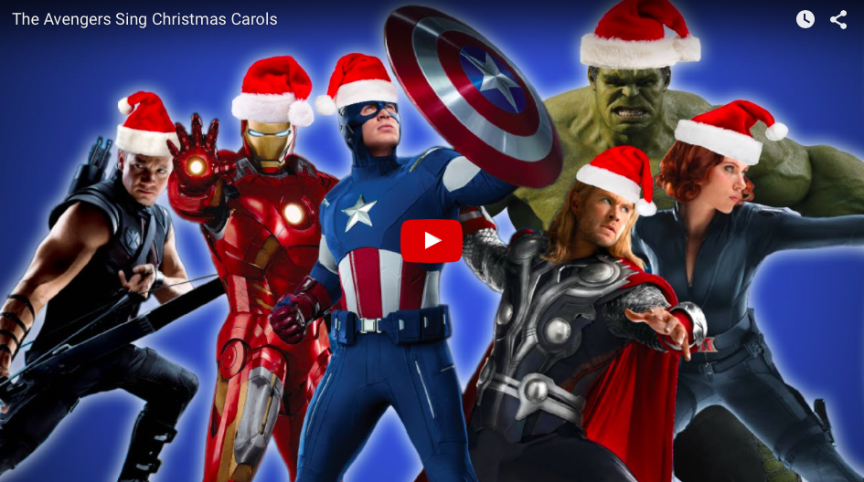 totallymighty's tweet photo. 'We Wish You A Merry Christmas' Avengers stylee! #Ironman #CaptainAmerica #Hulk #Thor https://t.co/2Tm02Ot8J6 https://t.co/Imuntk0Rb3