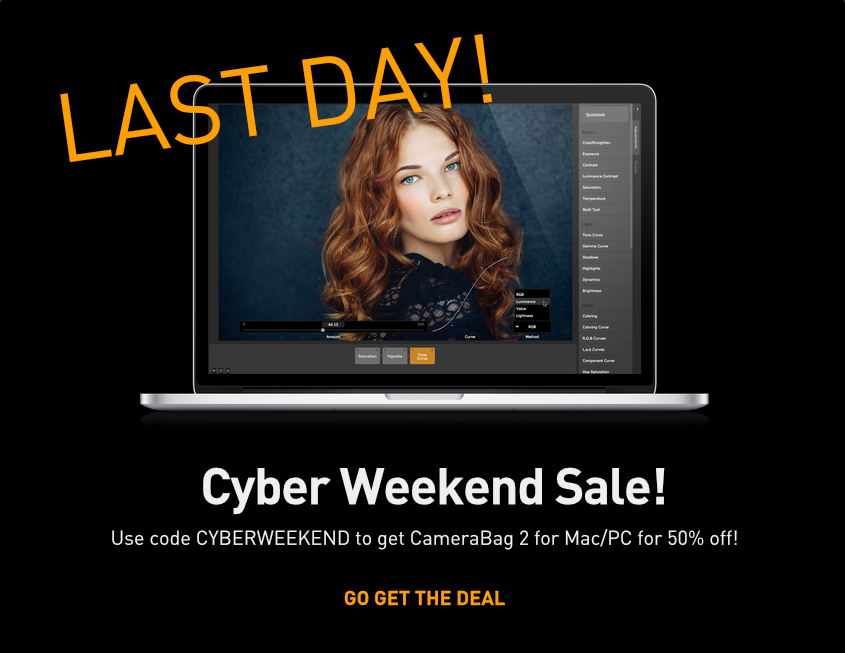 LAST DAY for the Cyber Weekend Sale!! Get CameraBag for 50% off with code CYBERWEEKEND at nevercenter.com/camerabag/desk…