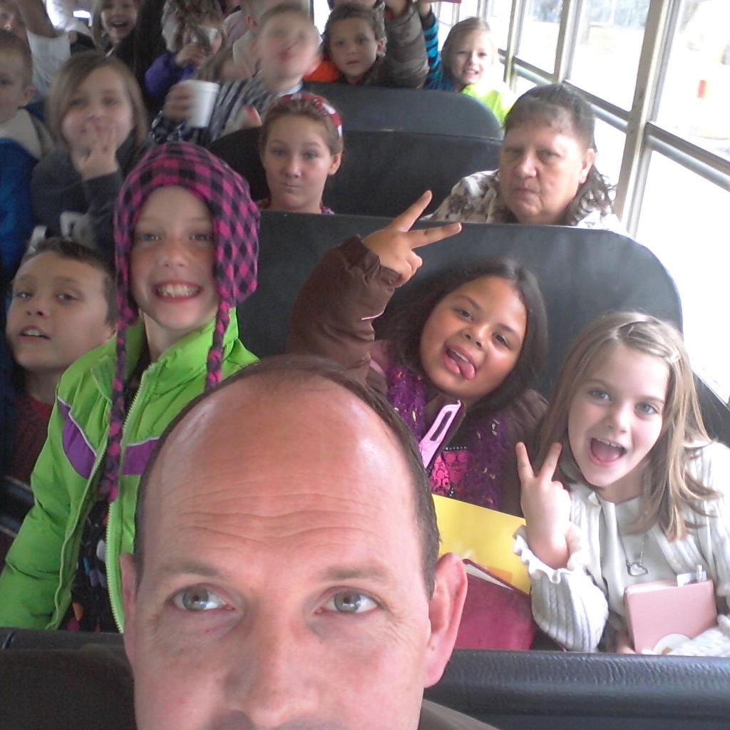 BroTimMiller's tweet photo. Sure enjoyed the privilege to fill in for one of our bus drivers this morning. We had a full load! #busdriverselfie https://t.co/e5JyS30BoR