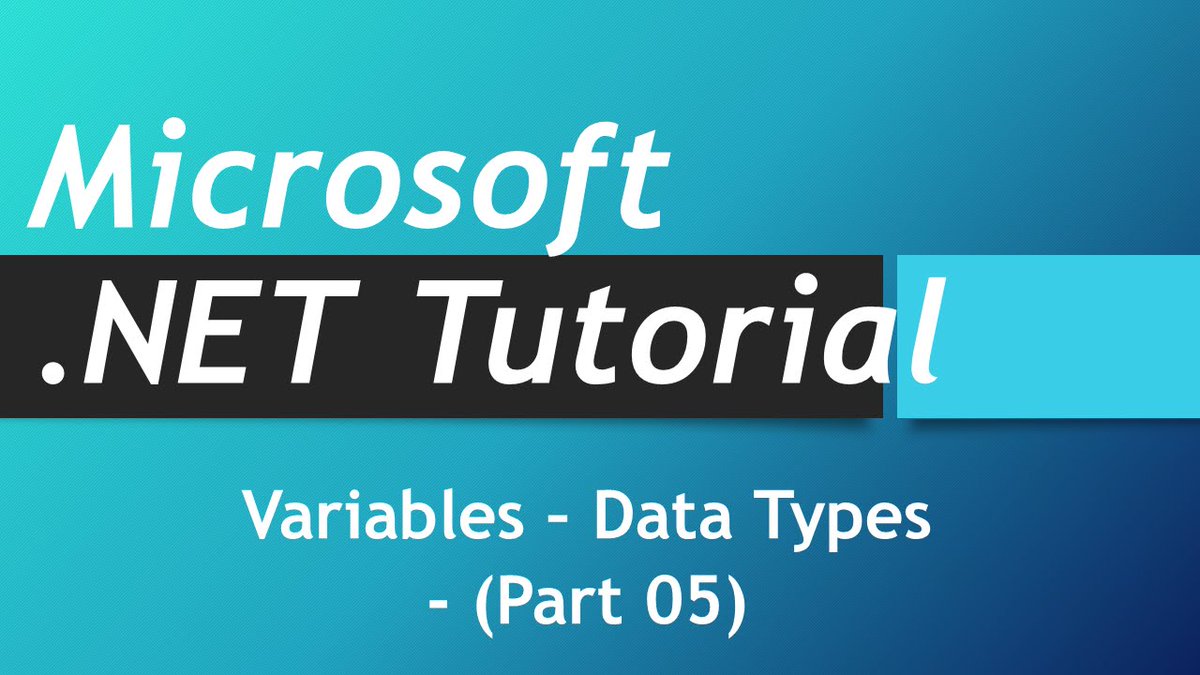 i_am_programer's tweet image. Microsoft NET Tutorial – Variables-(Part 05)
codek.tv/4628  

#net #nettutorial #microsoftnet