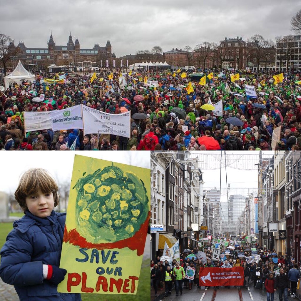 Impressive turnout at the Amsterdam #Klimaatparade today despite the rain. Over 7k joined the Global #ClimateMarch!