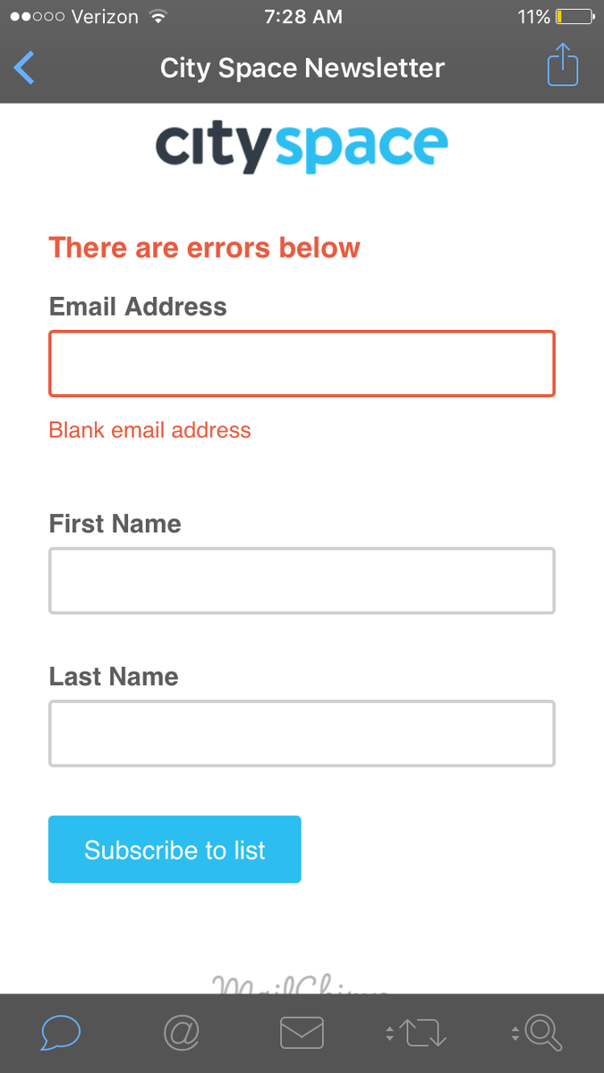 @get_cityspace from an iPhone and entered my email on the landing page and got this. When I re-entered I got a conf