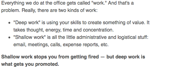 DanielPink's tweet photo. To be more productive, know the difference between "deep work" &amp; "shallow" https://t.co/YJmruVBDkh (via @bakadesuyo) https://t.co/wqsa2onmDe