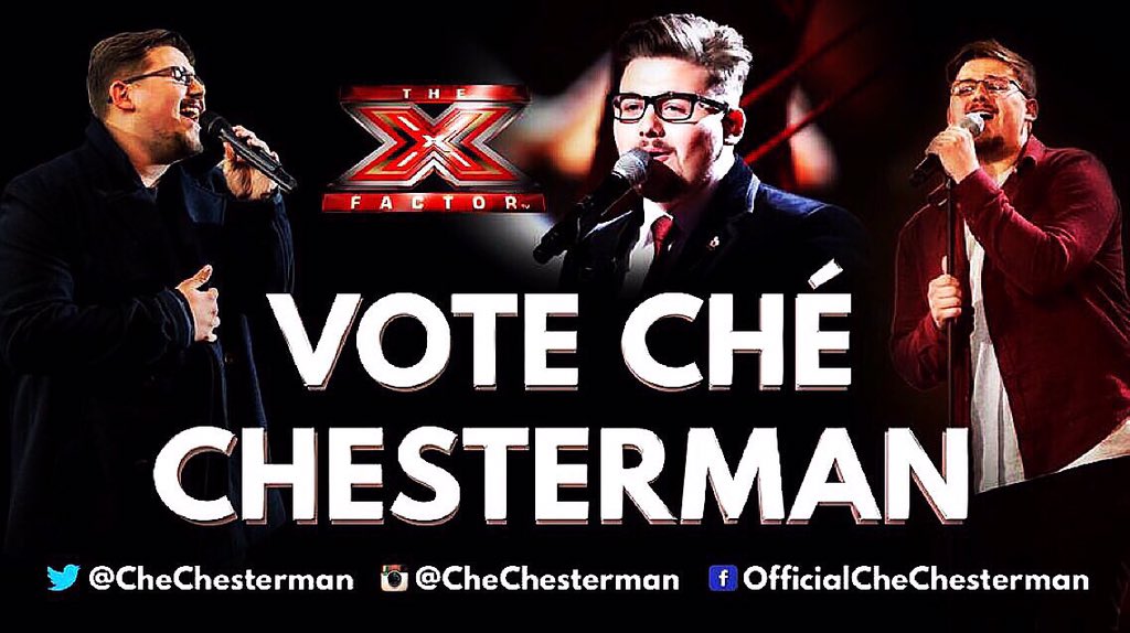 Thankyou all so much for voting for our boy <a href="/CheChesterman/">Ché</a> tonight 1 step closer come on <a href="/TheXFactor/">The X Factor</a> #chechesterman