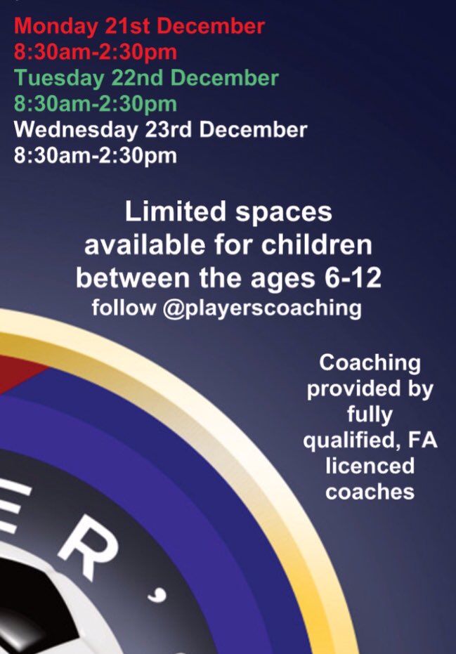 playerscoaching's tweet image. Player's Coaching Christmas Camp! Book now! #football #development #coaching