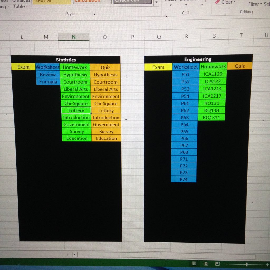 lrphemister's tweet photo. For all my Excel haters out there: My Finals study schedule 😎 #blockemout https://t.co/f0oRkD4Ag1