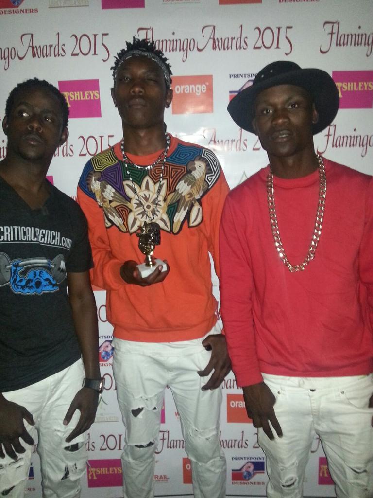 RoizzKenya's tweet photo. We carried the trophy str8 to Dirty shabab, big up to EAZY LIFE City, best Hiphop group of the year #Flamingoawards https://t.co/I2ZXG6aGTw