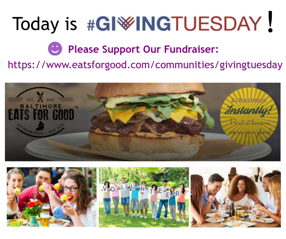 EatsForGood's tweet photo. Our #GivingTuesday campaign is 1 day away!! Make sure to support a #Baltimore nonprofit: https://t.co/zWVJxIWrrd https://t.co/nZqtMYgHLv