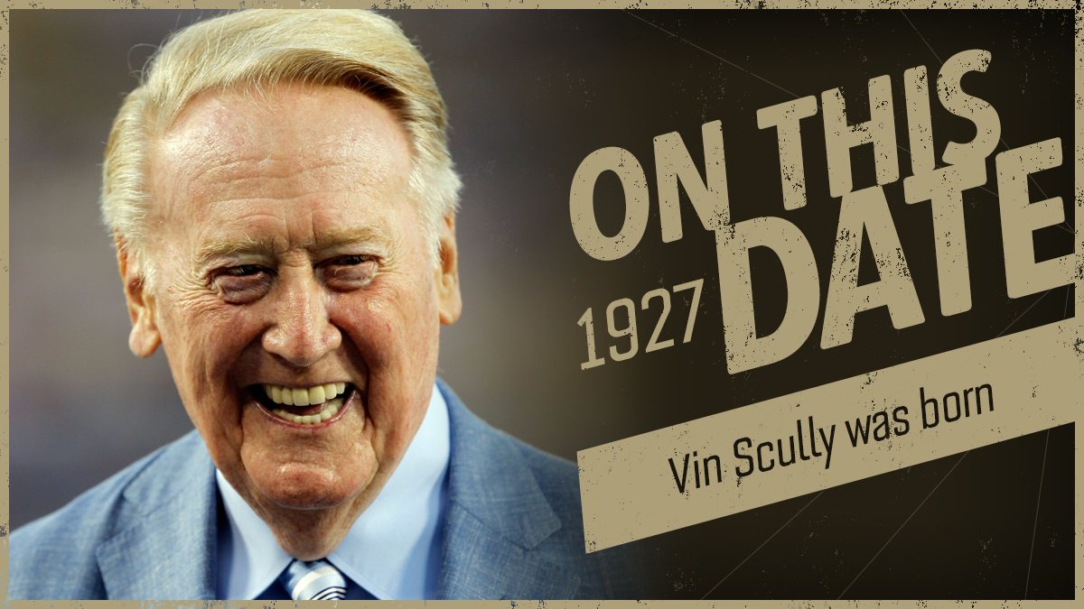 ESPNInsights's tweet photo. Vin Scully turns 88 today. He has been broadcasting Dodgers games since 1950 https://t.co/VQYrP4Osq5