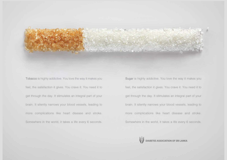 IQuitSugar's tweet photo. A visually confronting + impactful #sugar ad by the @IntDiabetesFed. #diabetes #sugartax https://t.co/3nucZe1zRg