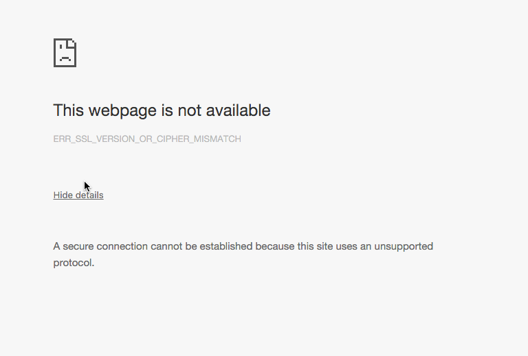 danielleeman's tweet photo. @WebEx Login/authentication not working for WebEx. ERR_SSL_VERSION_OR_CIPHER_MISMATCH https://t.co/xFEq9q0RLp