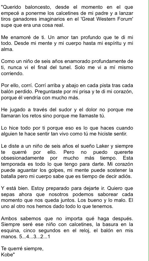 ChemaRivera4's tweet photo. Levantarte y leer la retirada de mi  ídolo desde pequeño, por el que empece en este deporte.🏀
Gracias @kobebryant https://t.co/7XnNTioEgt