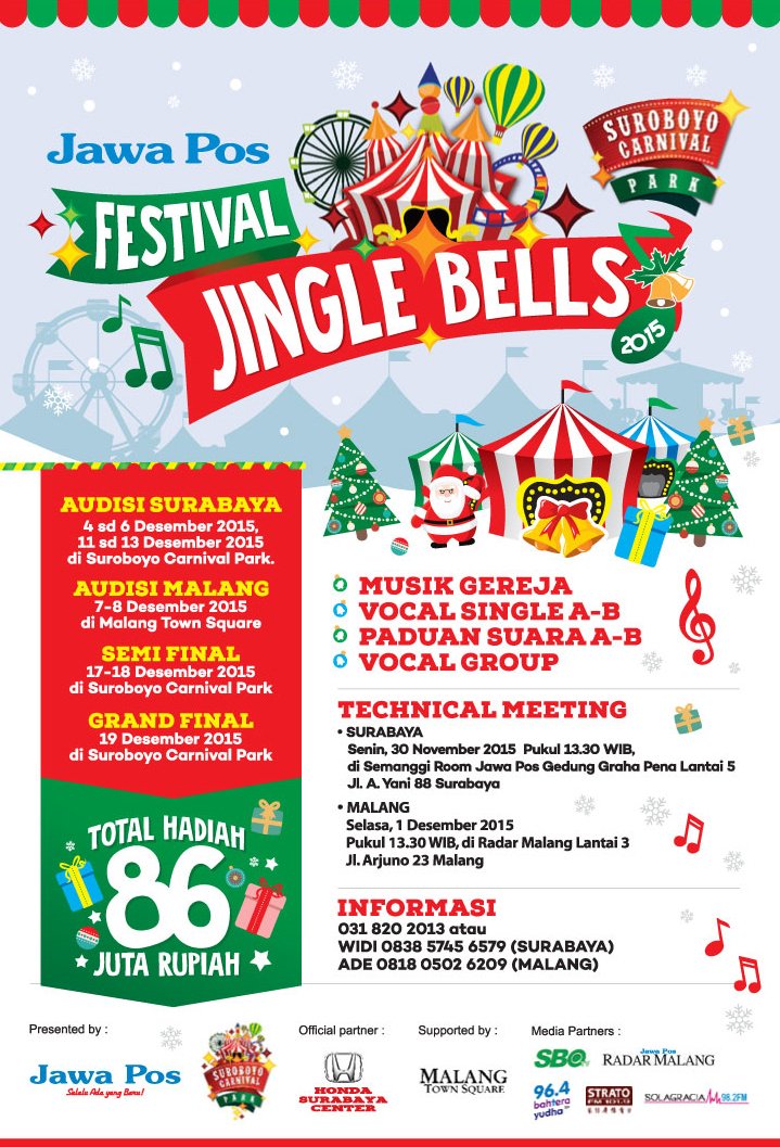 jawaposevent's tweet photo. Ikuti Jawa Pos Festival Jingle Bells 2015. Dapatkan total hadiah sebesar 86 Juta Rupiah! https://t.co/5qaojwTzX4