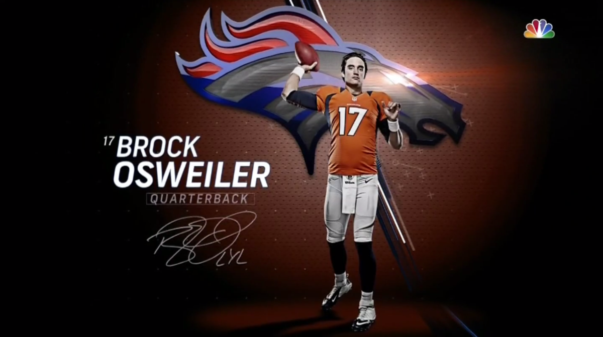 SNFonNBC's tweet photo. RT if you think @bosweiler17 will lead the @Broncos to a victory! #SNF #NEvsDEN https://t.co/UB0DGRL35g