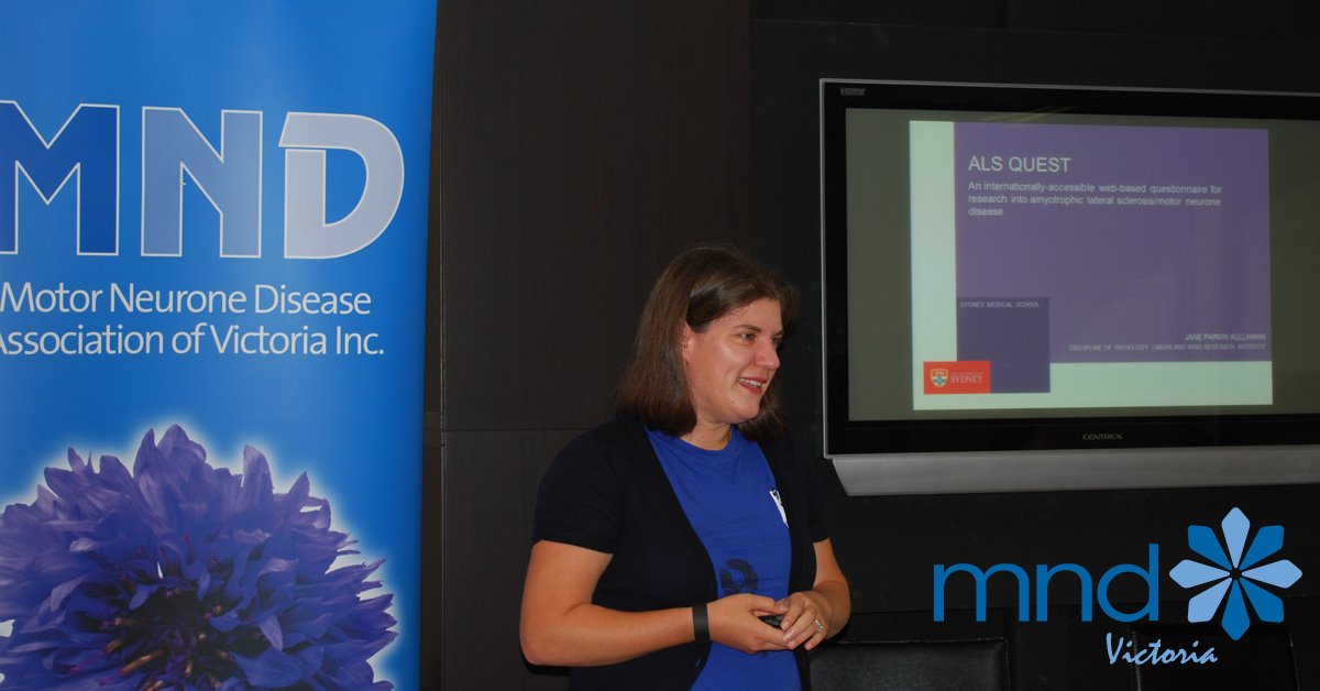 MNDVic's tweet photo. Jane @ALS_Quest project @Sydney_Uni looking for environmental risk factors for #MND #ALS https://t.co/XxJoW9OG3D https://t.co/hk0PgWa6WR
