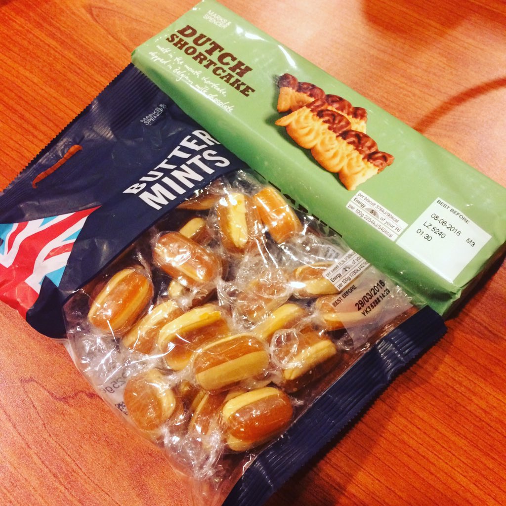 SNSalgado's tweet photo. These are a few of my favourite things! #marksandspencer #dutchshortcake #buttermints https://t.co/c3tVzMXct6