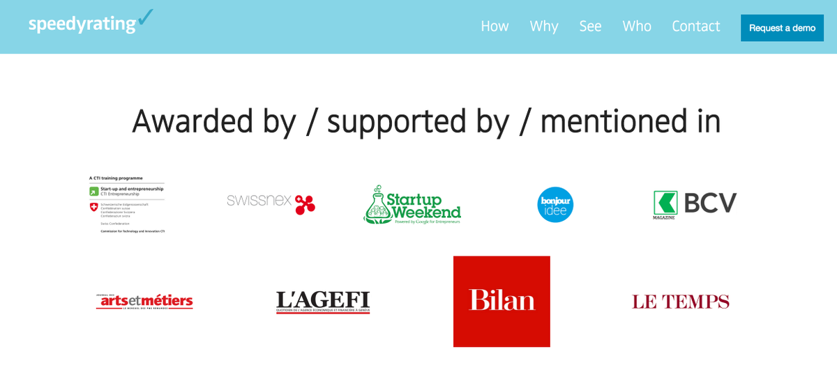 speedyrating's tweet photo. Adding references on our #website! @bilanmagazine @StartupWeekend @swissnexindia #startup https://t.co/2NNwTCZefH