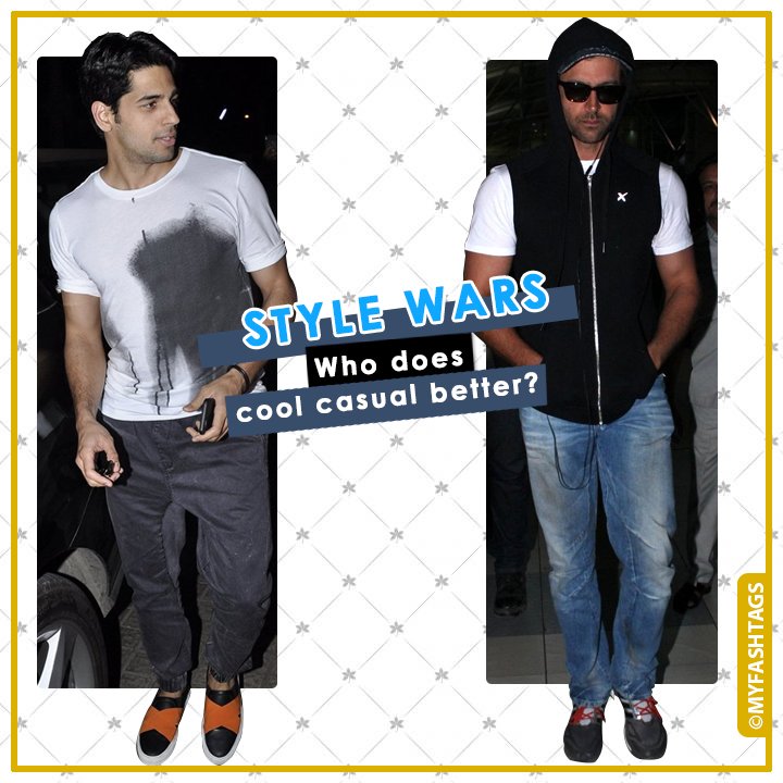 appearances_in's tweet photo. RT for #HrithikRoshan, like for #SidharthMalhotra Let's see who wins this #Stylewar. #MyFashTags https://t.co/FoIpQUQQPD