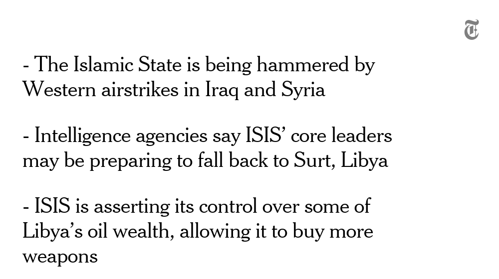 nytimes's tweet photo. ISIS tightens its grip on the Mediterranean port city of Surt https://t.co/iiDJOPd8W1 https://t.co/DbZMOCIOXg