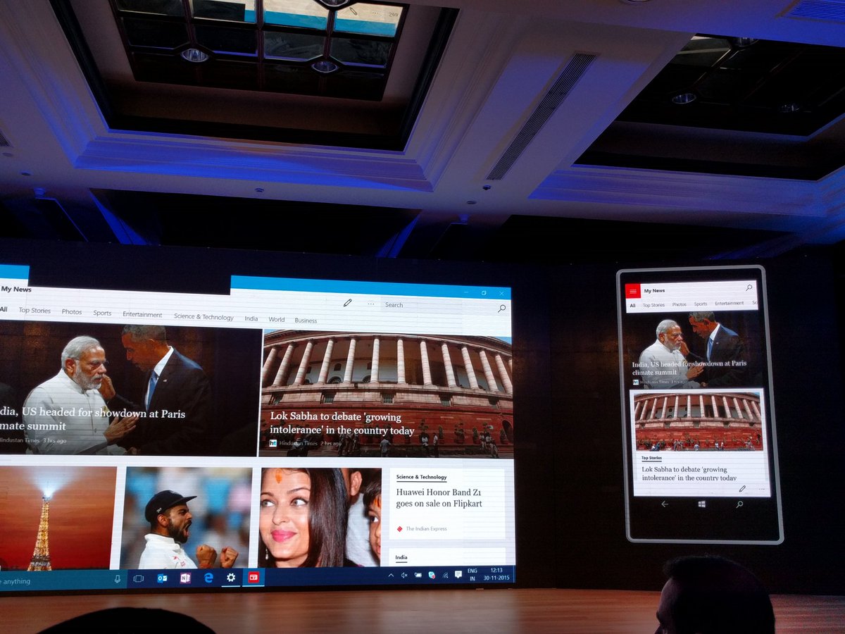 phonebunch's tweet photo. Universal Apps running on the Lumia 950 XL, similar experience on a PC and Phone #WorksLikePC @MicrosoftIndia https://t.co/XEj5eXD9aB