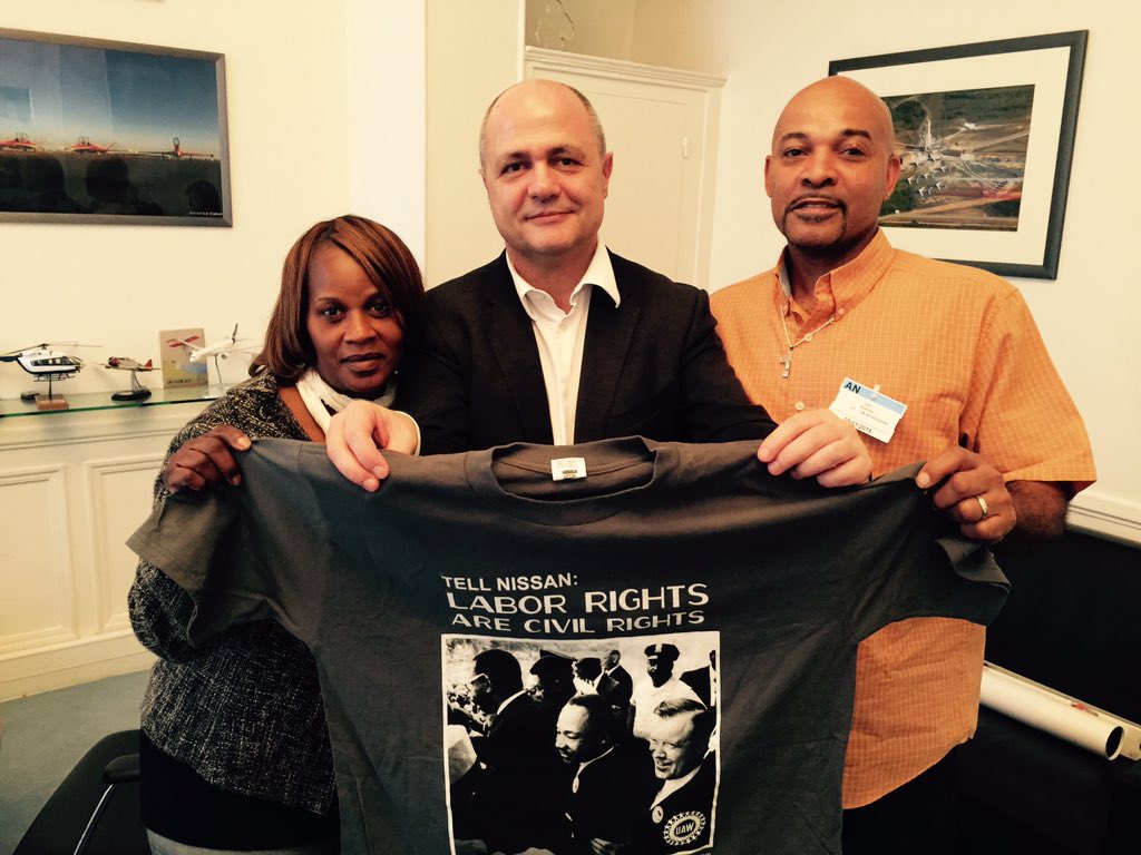 A moral ldr in France MP Le Roux head of majority party in the Nat.Assembly with Nissan wkrsLinda Brown+Lee Ruffin