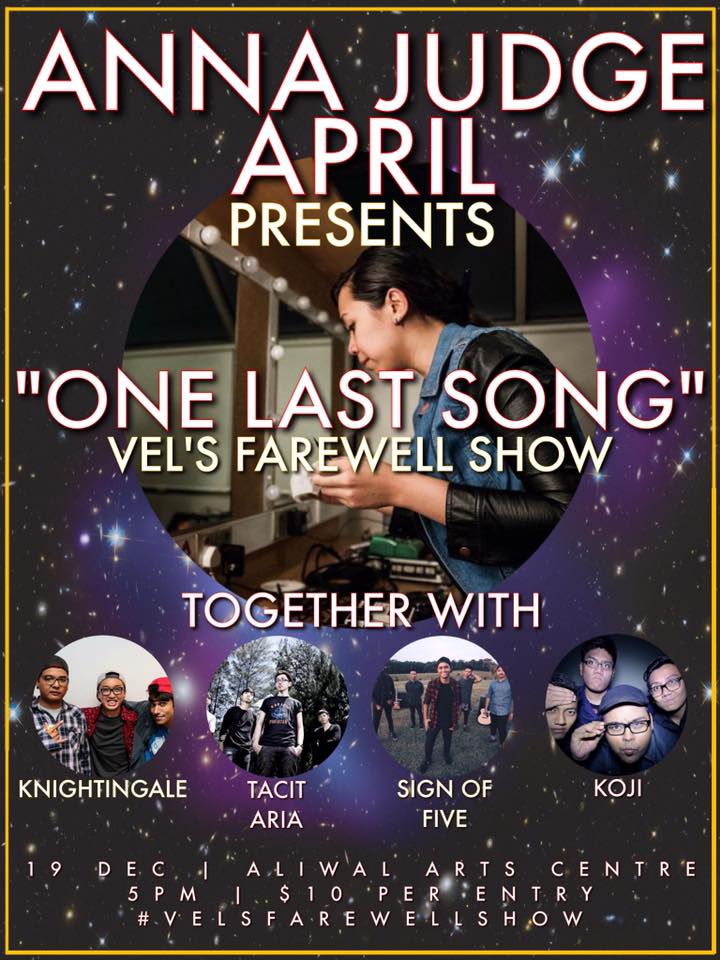 bandsdontdie's tweet photo. #AnnaJudgeApril Vel's last show together with @knightingaleSG @KojibandSG @SignOfFive and @tacit_aria on 19th Dec ! https://t.co/JGB0UFM4Ev