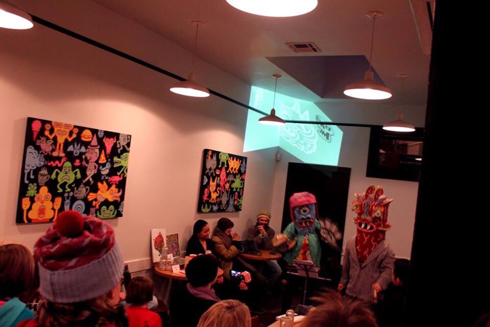 Skuttlesworth's tweet photo. my band RUBBER DUCKIE at the Stumptown Coffee on SE Division, Portland, OR #mrskuttlesworth #RubberDuckie #monster https://t.co/FuB1MuoKNK