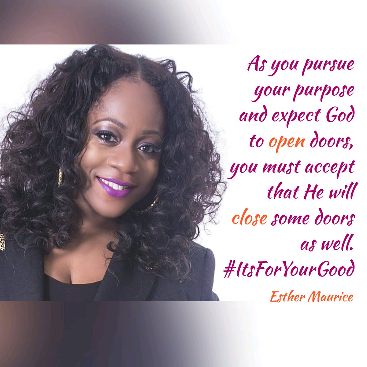 thesthermaurice's tweet photo. Hold on to the good, forgive the bad and celebrate new beginnings. #ItsForYourGood #purpose #EMM #live https://t.co/8A9gVFOza1