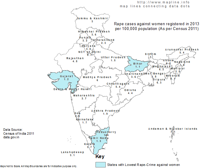 MaplineInfo's tweet photo. As per 2013 data, Bihar, Gujarat and Tamil Nadu reported lowest no of women rapes in India?? What?? https://t.co/hALYauUegi