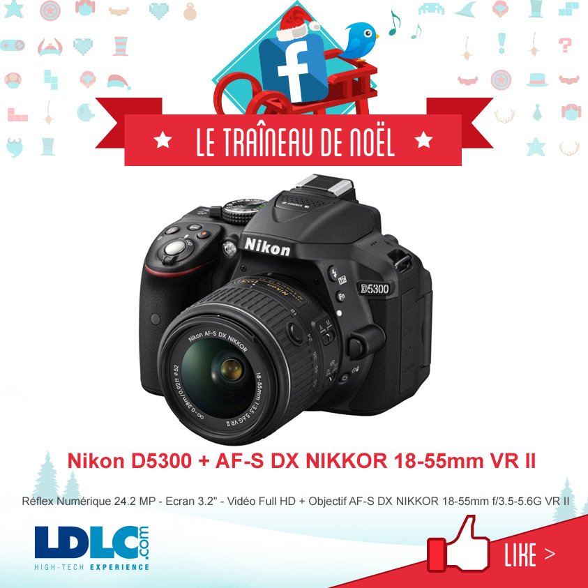 LDLC's tweet photo. 🎅 À gagner dans notre #TraineauLDLC : Nikon D5300 ! C'est ici pour jouer : https://t.co/J0op2ytpCd https://t.co/cAw1BVe80Q