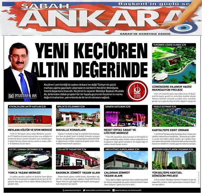 Keçiören'imizi sadece Ankara'nın değil Türkiye'nin güçlü markası yapma gayesi ile çalısmalarımızı sürdürüyoruz