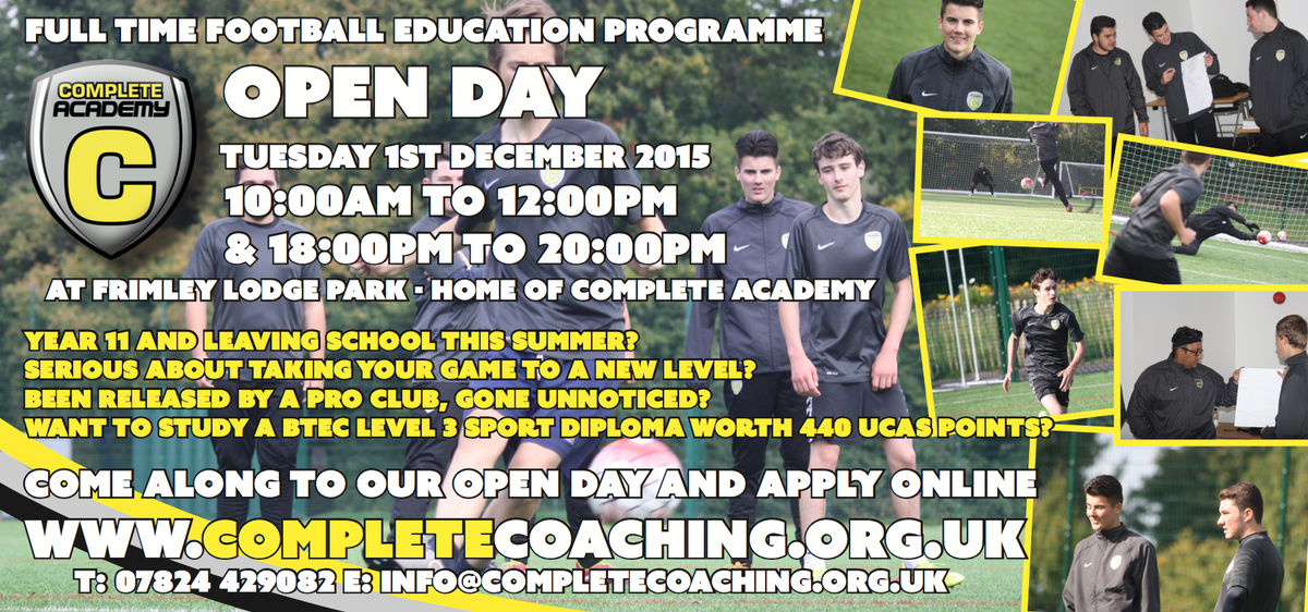 Tomorrow is our OPEN DAY, are you 16-18 &amp; leaving school next summer and love football? bit.ly/1lKRggo
