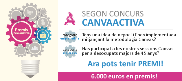 PalmaActiva's tweet photo. Concurs CanvaActiva dotat amb 6.000 euros. Data límit 11/desembre https://t.co/ZcKDaUYJGL #Emprenedors #Majors45 https://t.co/5Uk458ljCh