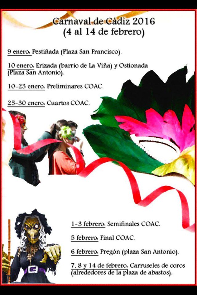 Las fechas para el Carnaval.Este año nos vamos a la eriza,sábado de carnaval y lunes de carrusel