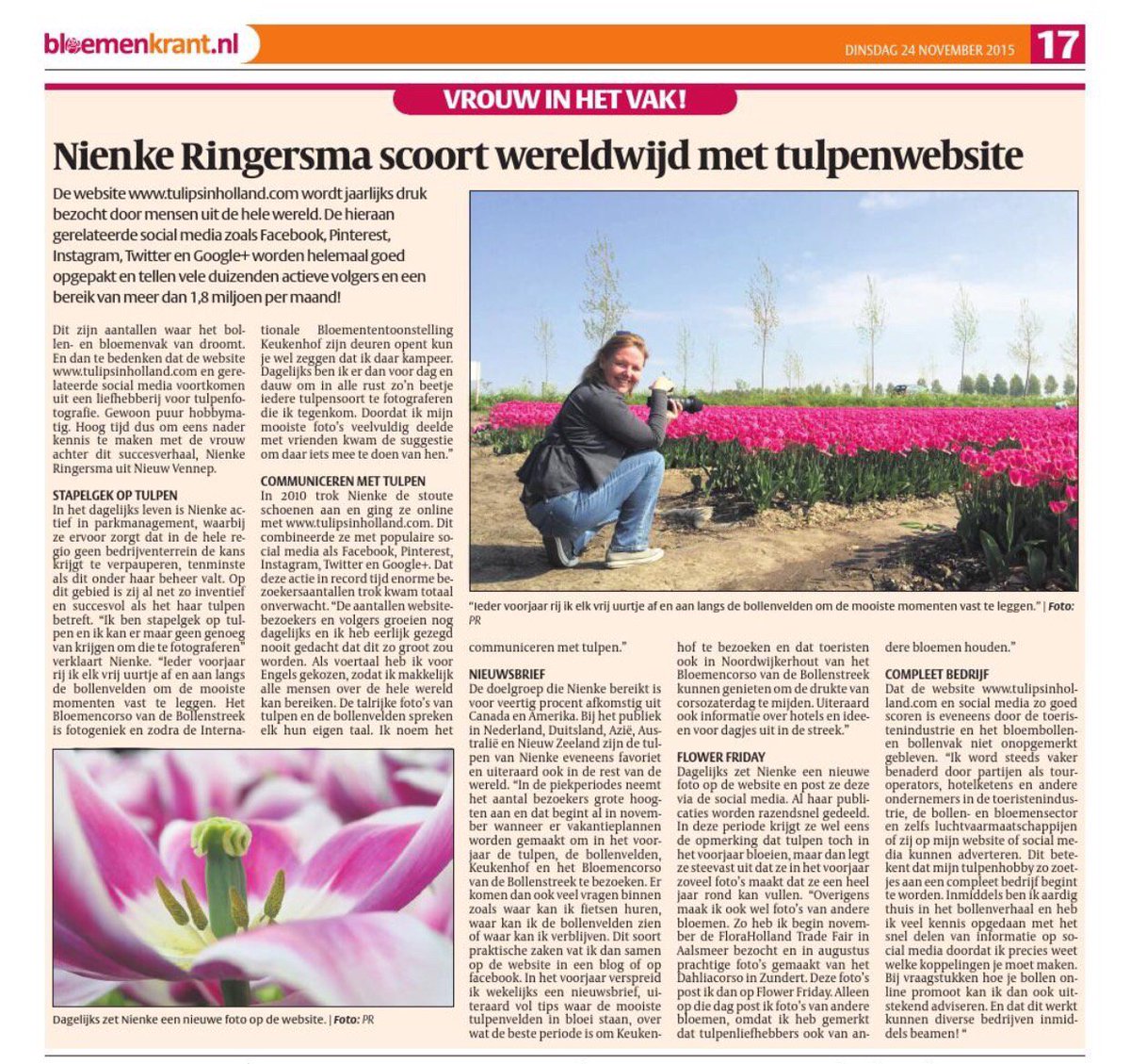 tulips_holland's tweet image. We are featured in the @Bloemenkrant! For English translation see: tulipsinholland.com/2015/11/bloeme…