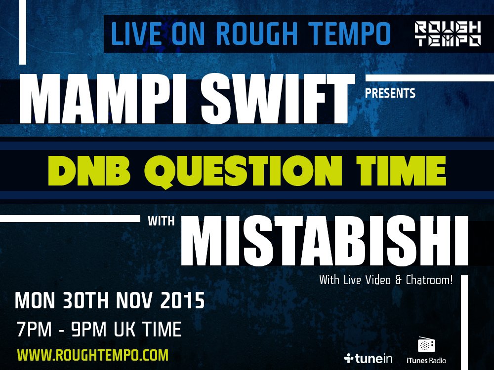 DRUM &amp; BASS CONTROVERSY - <a href="/mampi_swift/">Mr Swift</a> talking to <a href="/MistabishiMusic/">Lone Skum</a> Live on <a href="/RoughTempo/">Rough Tempo</a> at 7pm tonight!! :D  (PlZ RT)