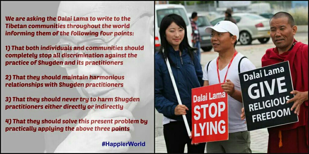 MightyMahamudra's tweet photo. Why does the dalai lama deny religious freedom to Shugden Buddhists? This is wrong! 
#dalailama 
#protest 
#news https://t.co/hwvfR0PYHd
